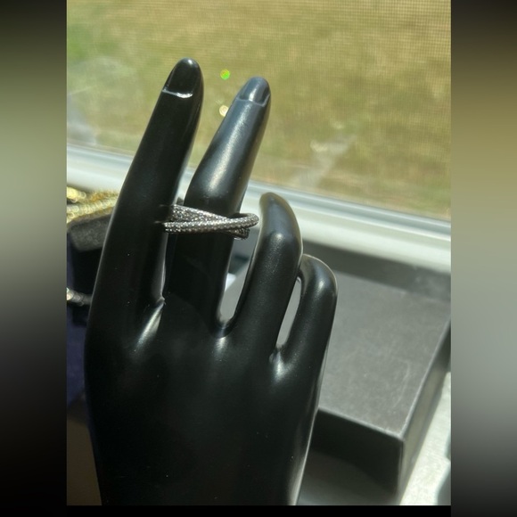 Pure silver 925 stamped size 7.5 dual band ring with swarovski elements - Picture 9 of 9